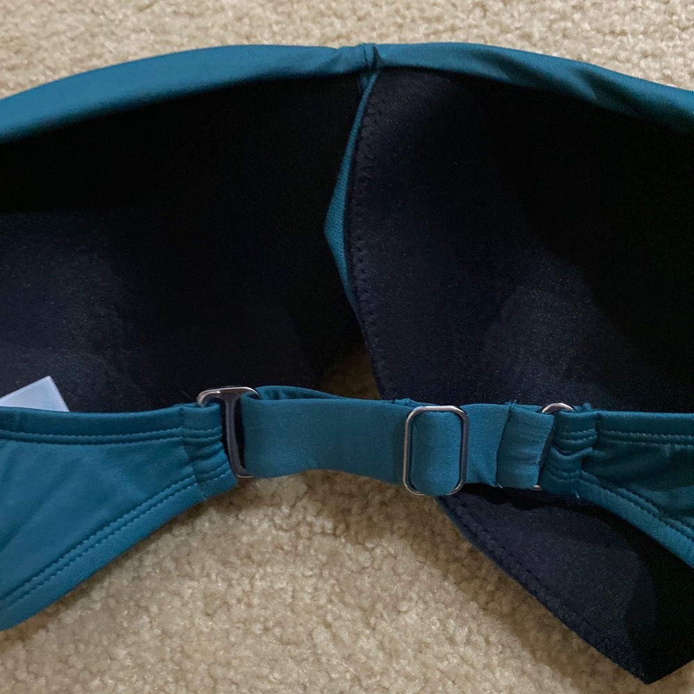 Teal strapless twist top bikini double D 34
